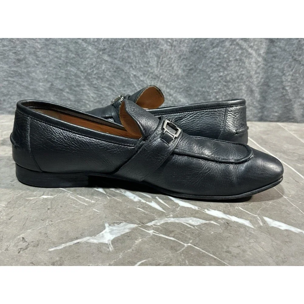 Gucci Horsebit Loafers Black Leather Slip-On Snaffle Dress Shoes Italy Mens Size